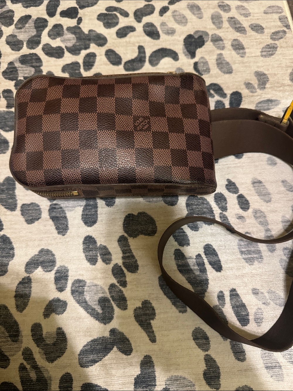 Authentic Louis Vuitton Damier Ebene Brown Checkered Crossbody Bag with COA